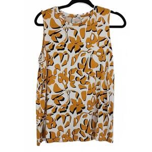 Yellow & White Floral Print Tank Top Nine West Large